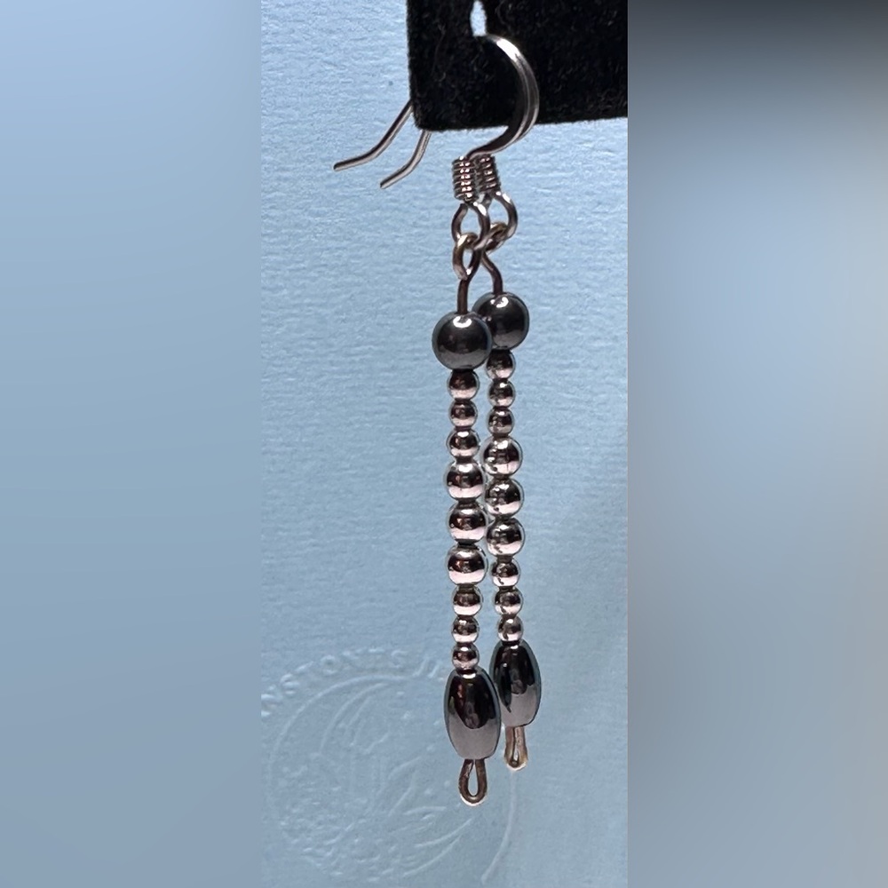 Sterling Silver and Hematite Beaded Earrings by Shanstones Jewelry